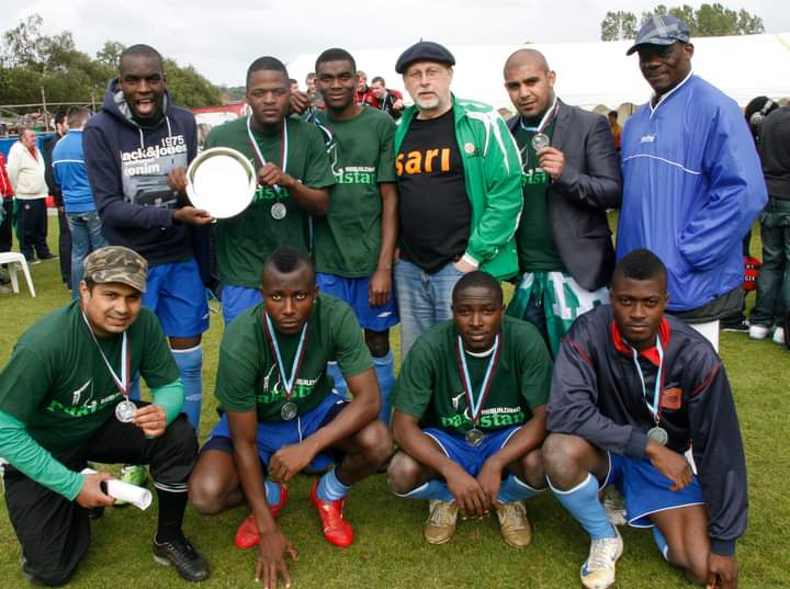 Kicking off 'Living Together Through Football'. SARI-Insaka-Glentoran Plate Winners